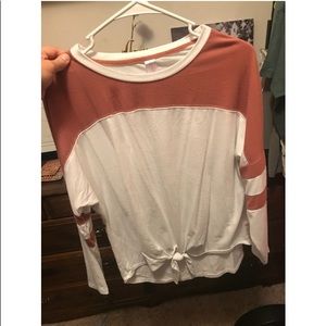 Color Block Tie Front Shirt